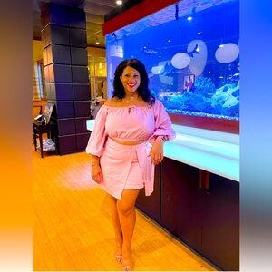 Eloquii Off The Shoulder Size 14 2 piece Pink set